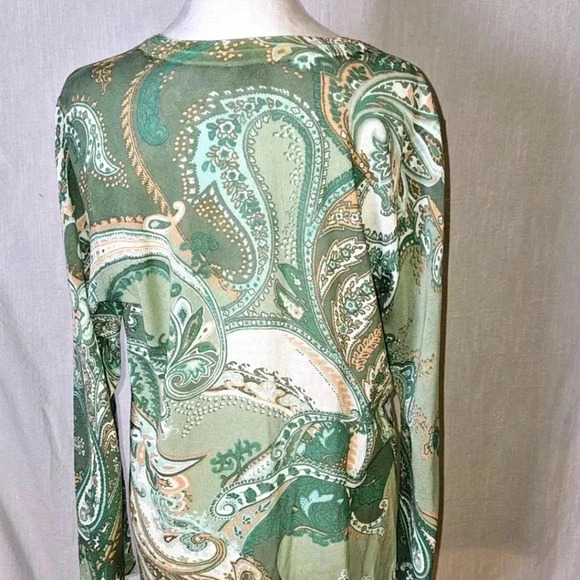 Chicos The Everyday Cardigan Paisley Button Down Long Sleeve SZ 1(M) - Picture 7 of 11